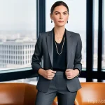 비즈니스 캐주얼 스타일링 - **Prompt: Polished Professional in a Traditional Setting**
A confident female professional in he...