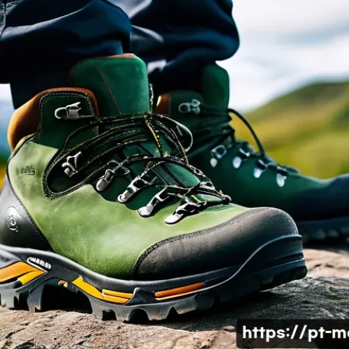 Home 31 남성용 하이킹 부츠 추천 - A close-up, high-resolution image of a pair of men's hiking boots made of rich, textured leather wit...