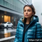 Home 18 겨울 패딩과 코트 비교 - A stylish urban scene in São Paulo during a cool, humid winter day: a young adult woman wearing a sl...